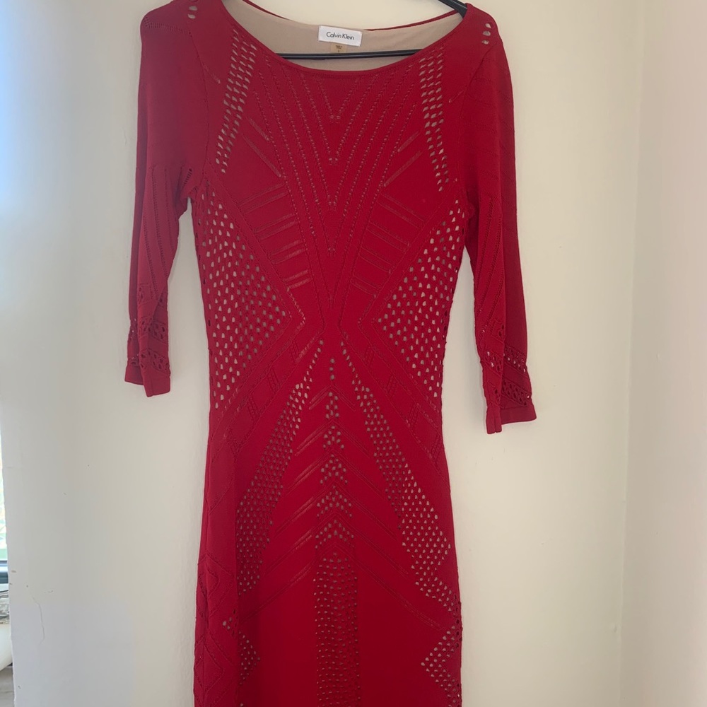 Calvin Klein Red Office Dress